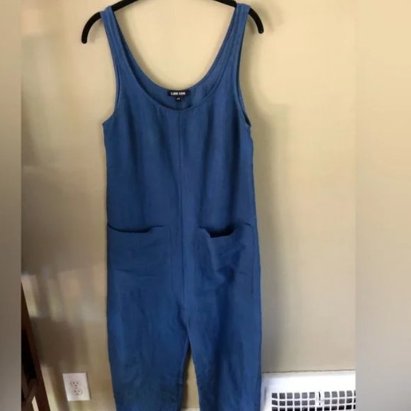 Ilana Kohn Jumpsuit in blue linen, two front pockets. Size XS - Picture 4 of 5